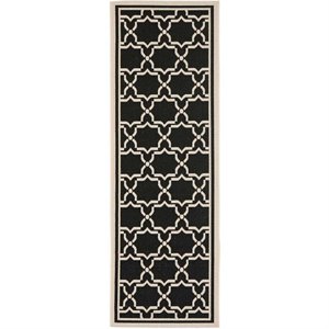 Pemberly Row Polypropylene Black Indoor Outdoor Rug - Runner 2'3&quot x 8'