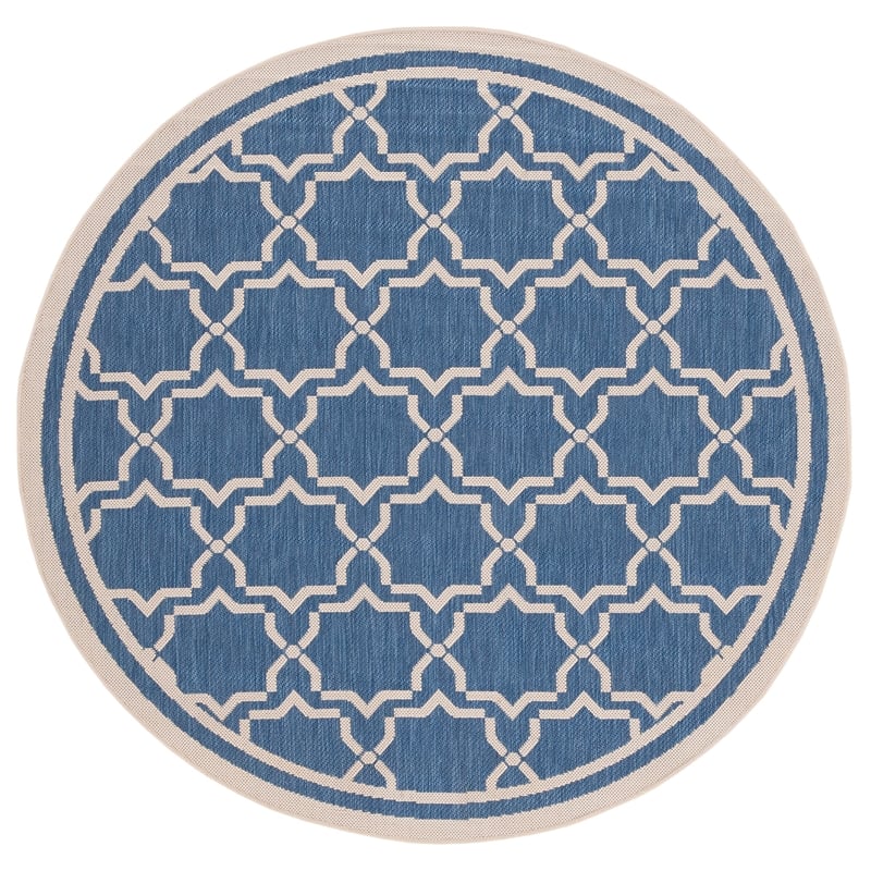 Pemberly Row Polypropylene Blue Indoor Outdoor Rug - Round 7'10