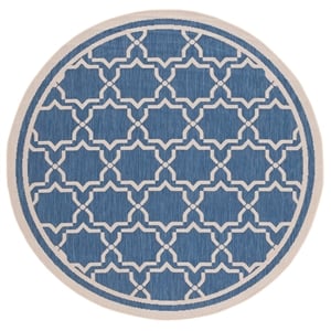 Pemberly Row Polypropylene Blue Indoor Outdoor Rug - Round 7'10&quot