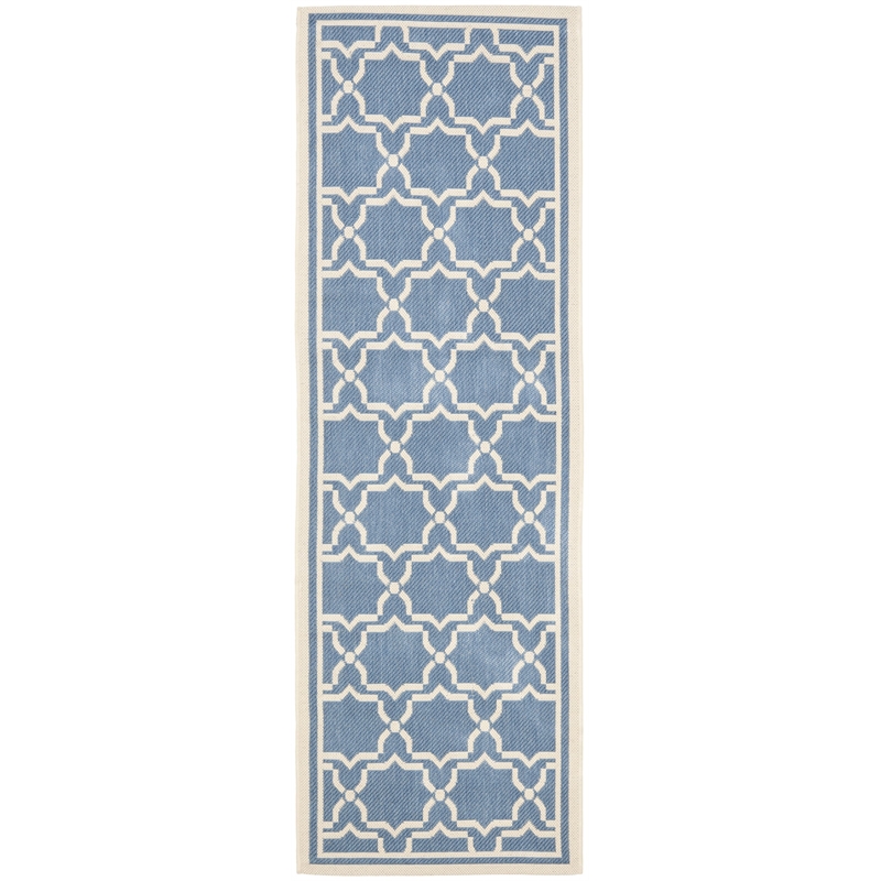 Pemberly Row Polypropylene Blue Indoor Outdoor Rug - Runner 2'4