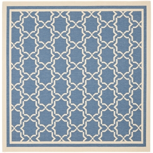 Pemberly Row Polypropylene Blue Indoor Outdoor Rug - Square 7'10&quot