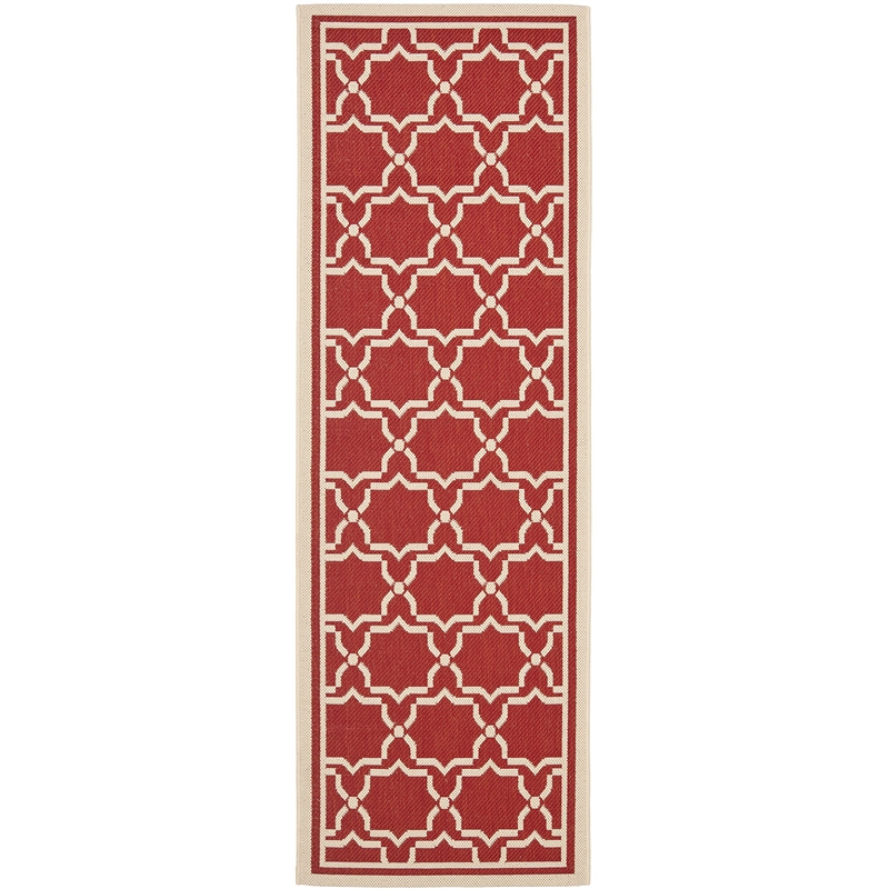 Pemberly Row Polypropylene Red Indoor Outdoor Rug - Runner 2'3