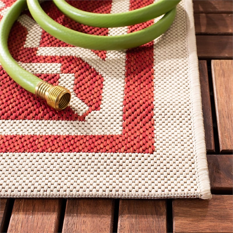 Pemberly Row Polypropylene Red Indoor Outdoor Rug - Runner 2'3