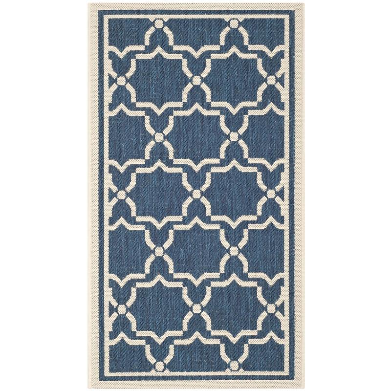 Pemberly Row Polypropylene Navy Indoor Outdoor Rug - 2' x 3'7
