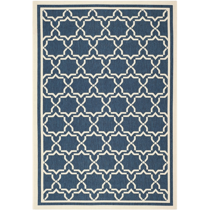 Pemberly Row Polypropylene Navy Indoor Outdoor Rug - 4' x 5'7