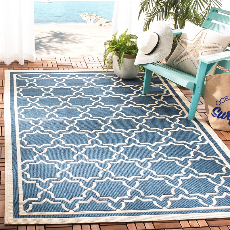 Pemberly Row Polypropylene Navy Indoor Outdoor Rug - 9' x 12'