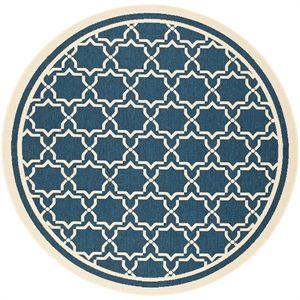 Pemberly Row Polypropylene Navy Indoor Outdoor Rug - Round 6'7&quot