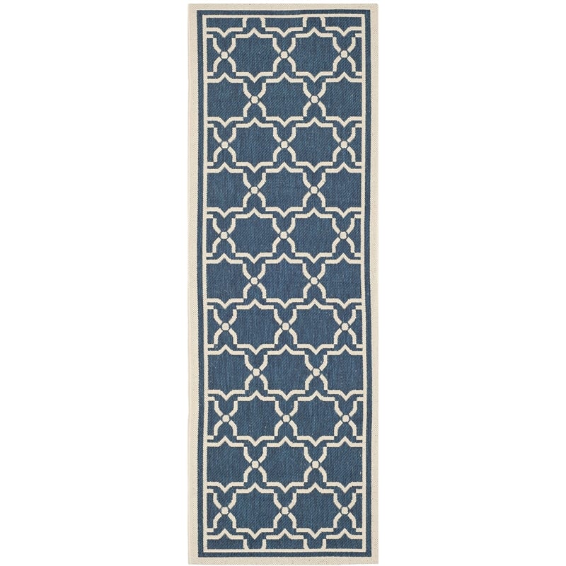 Pemberly Row Polypropylene Navy Indoor Outdoor Rug - Runner 2'3