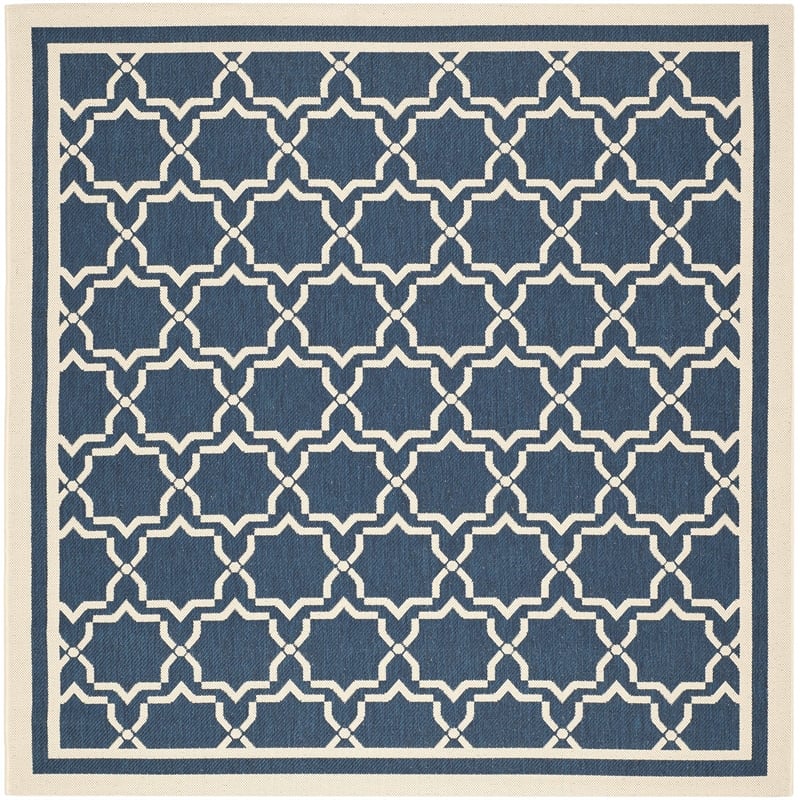 Pemberly Row Polypropylene Navy Indoor Outdoor Rug - Square 6'7