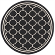 Pemberly Row Polypropylene Black Indoor Outdoor Rug - Round 4'
