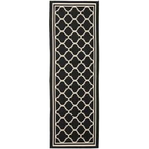 Pemberly Row Polypropylene Black Indoor Outdoor Rug - Runner 2'3&quot x 8'