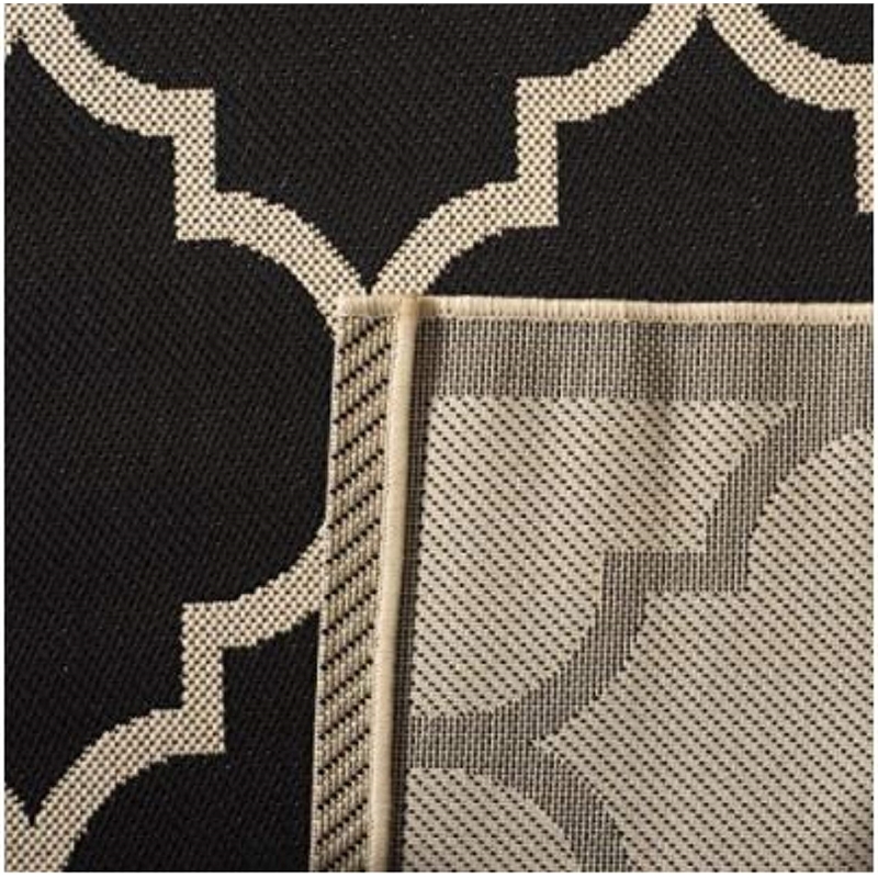 Pemberly Row Polypropylene Black Indoor Outdoor Rug - Square 4'