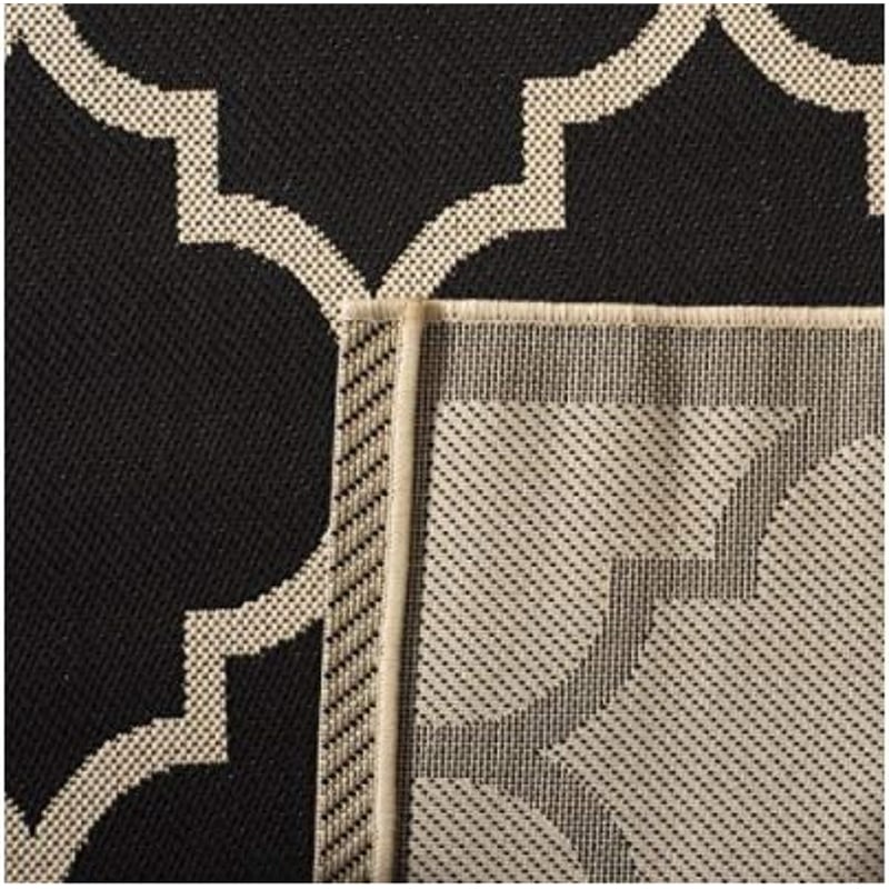 Pemberly Row Polypropylene Black Indoor Outdoor Rug - Square 5'3