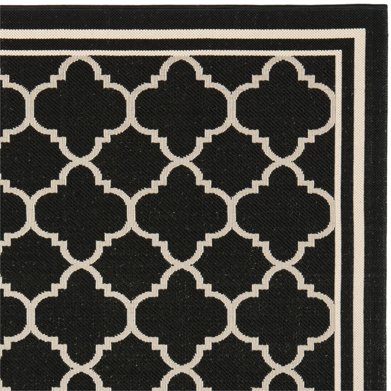 Pemberly Row Polypropylene Black Indoor Outdoor Rug - Square 7'10