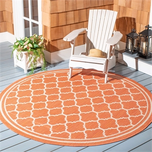 Pemberly Row Polypropylene Terracotta Indoor Outdoor Rug - Round 4'