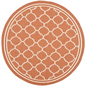 Pemberly Row Polypropylene Terracotta Indoor Outdoor Rug - Round 7'10&quot