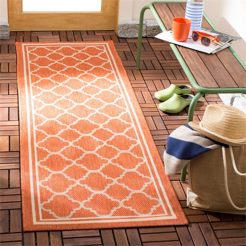 Pemberly Row Polypropylene Terracotta Indoor Outdoor Rug - Runner 2'3