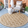 Pemberly Row Polypropylene Brown Indoor Outdoor Rug - Round 4'