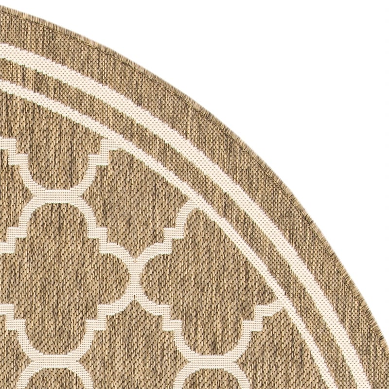 Pemberly Row Polypropylene Brown Indoor Outdoor Rug - Round 4'