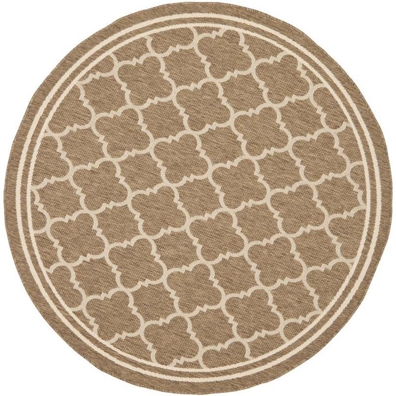 Pemberly Row Polypropylene Brown Indoor Outdoor Rug - Round 7'10