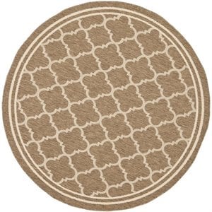 Pemberly Row Polypropylene Brown Indoor Outdoor Rug - Round 7'10&quot