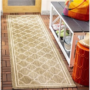 Pemberly Row Polypropylene Brown Indoor Outdoor Rug - Runner 2'3&quot x 8'