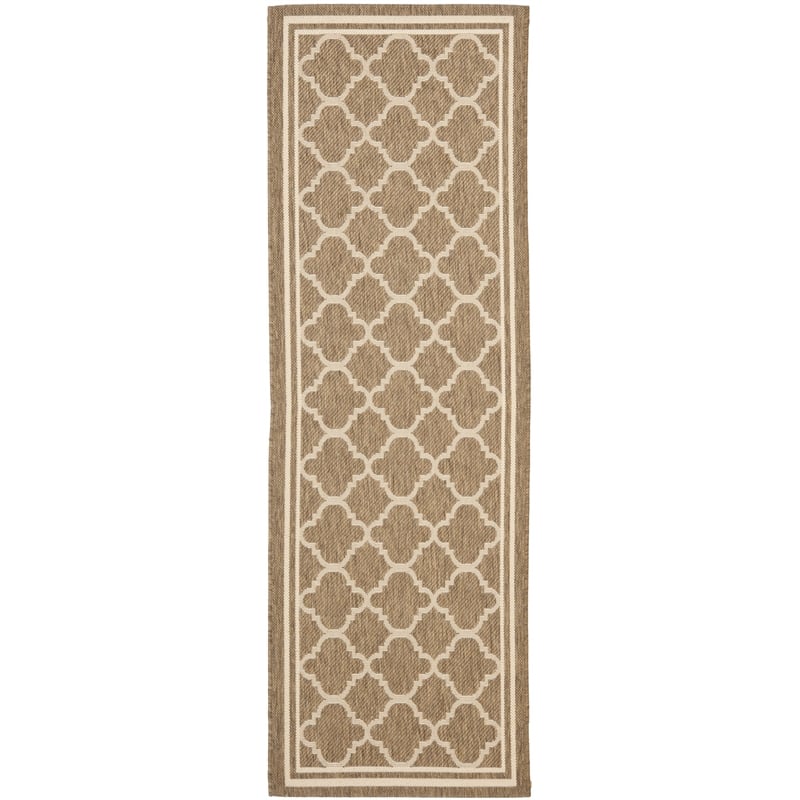 Pemberly Row Polypropylene Brown Indoor Outdoor Rug - Runner 2'3