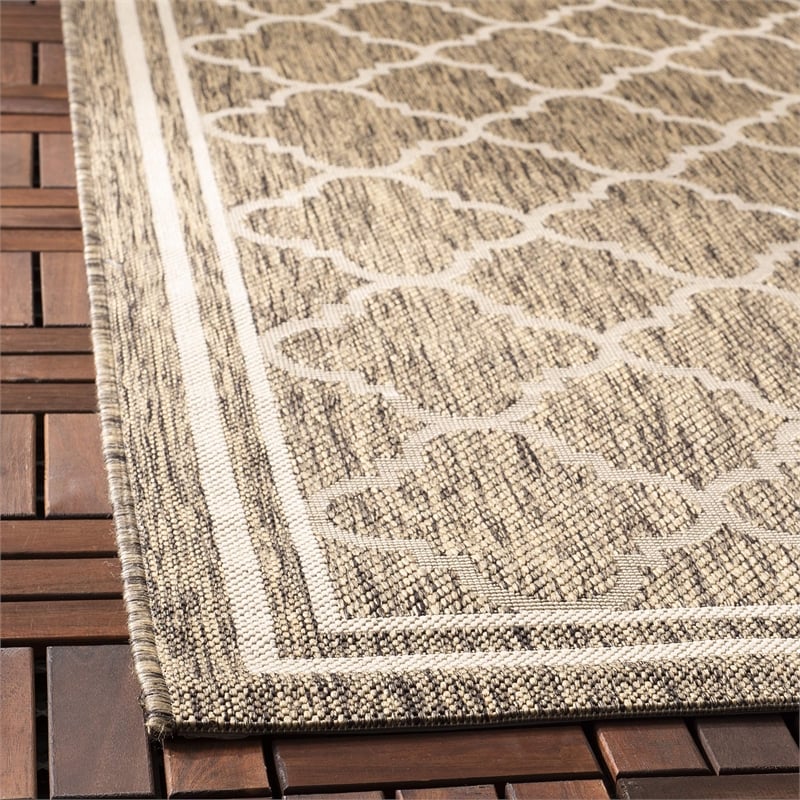 Pemberly Row Polypropylene Brown Indoor Outdoor Rug - Runner 2'3