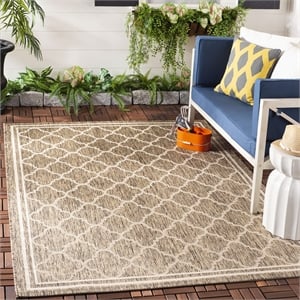 Pemberly Row Polypropylene Brown Indoor Outdoor Rug - Square 4'