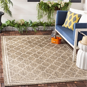 Pemberly Row Polypropylene Brown Indoor Outdoor Rug - Square 5'3&quot