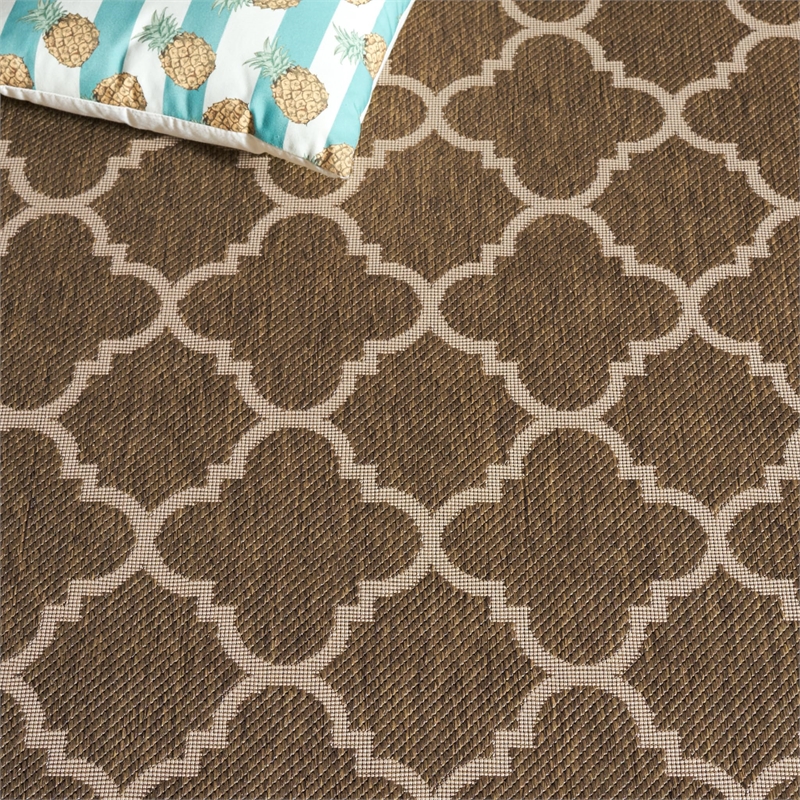 Pemberly Row Polypropylene Brown Indoor Outdoor Rug - Square 5'3