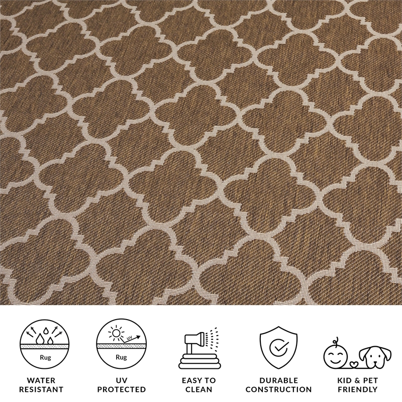 Pemberly Row Polypropylene Brown Indoor Outdoor Rug - Square 7'10
