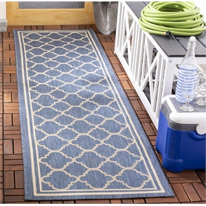 Pemberly Row Polypropylene Blue Indoor Outdoor Rug - Runner 2'3&quot x 16'