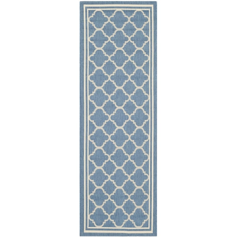 Pemberly Row Polypropylene Blue Indoor Outdoor Rug - Runner 2'3