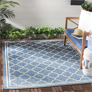Pemberly Row Polypropylene Blue Indoor Outdoor Rug - Square 5'3&quot