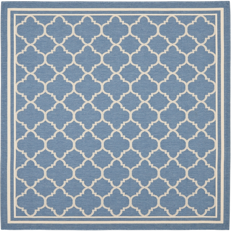 Pemberly Row Polypropylene Blue Indoor Outdoor Rug - Square 5'3