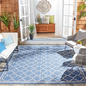 Pemberly Row Polypropylene Blue Indoor Outdoor Rug - Square 7'10&quot