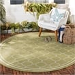 Pemberly Row Polypropylene Green Indoor Outdoor Rug - Round 4'