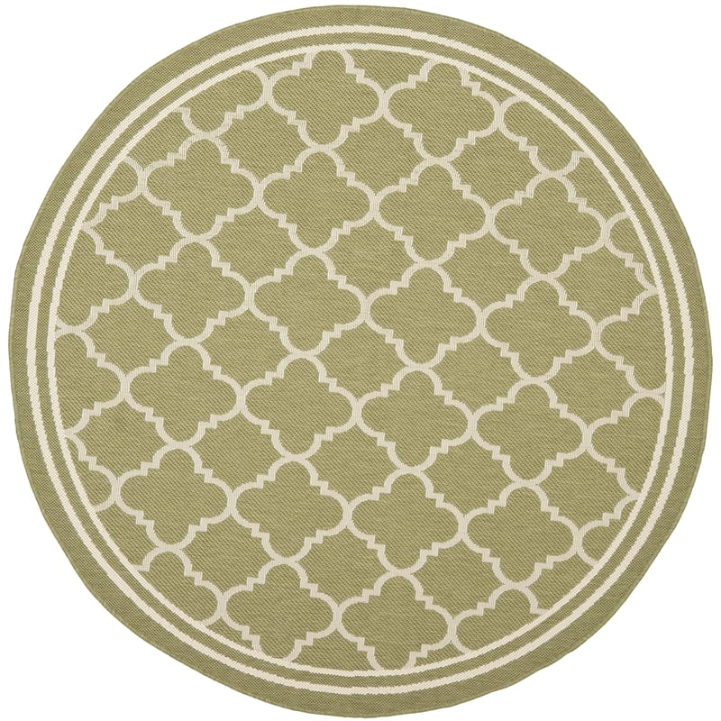 Pemberly Row Polypropylene Green Indoor Outdoor Rug - Round 7'10