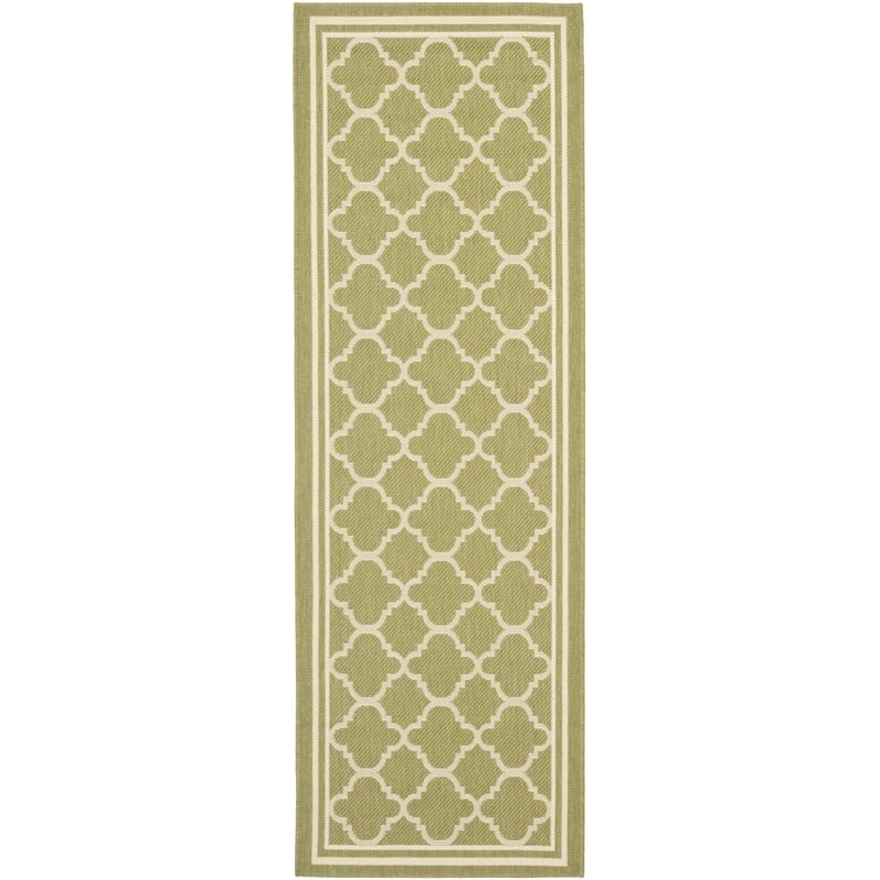 Pemberly Row Polypropylene Green Indoor Outdoor Rug - Runner 2'3