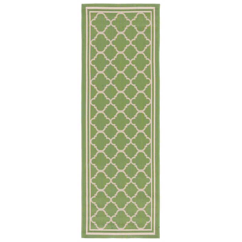 Pemberly Row Polypropylene Green Indoor Outdoor Rug - Runner 2'3