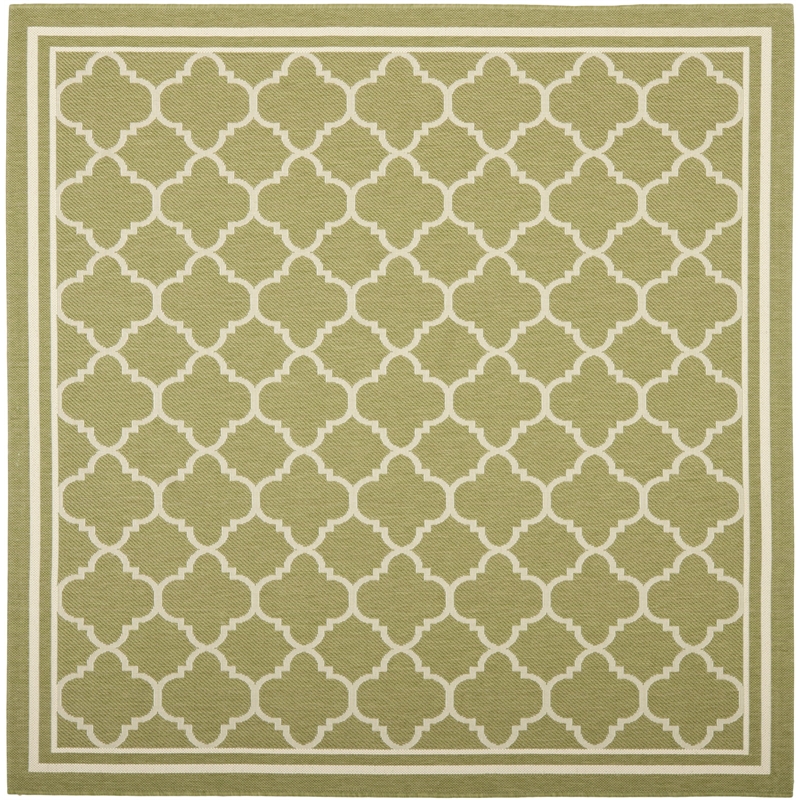 Pemberly Row Polypropylene Green Indoor Outdoor Rug - Square 4'
