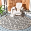 Pemberly Row Polypropylene Anthracite Indoor Outdoor Rug - Round 4'