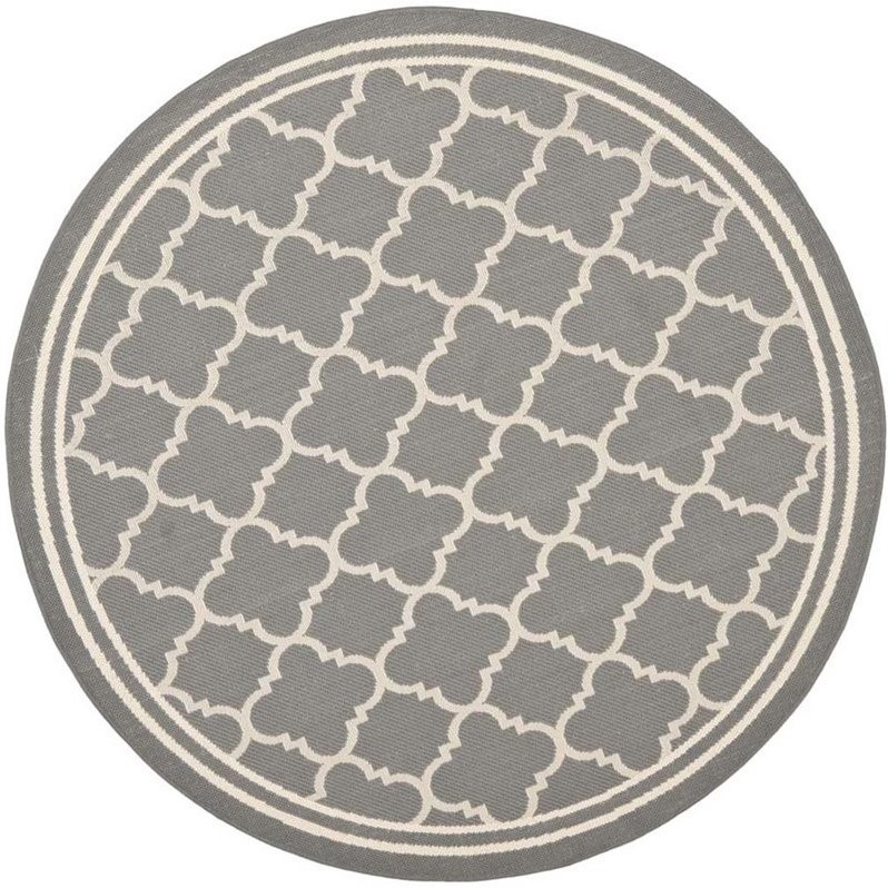 Pemberly Row Polypropylene Anthracite Indoor Outdoor Rug - Round 7'10