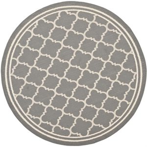 Pemberly Row Polypropylene Anthracite Indoor Outdoor Rug - Round 7'10&quot