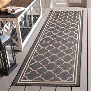 Pemberly Row Polypropylene Anthracite Indoor Outdoor Rug - Runner 2'3&quot x 8'