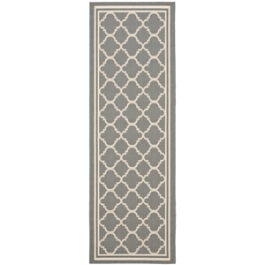 Pemberly Row Polypropylene Anthracite Indoor Outdoor Rug - Runner 2'3&quot x 18'
