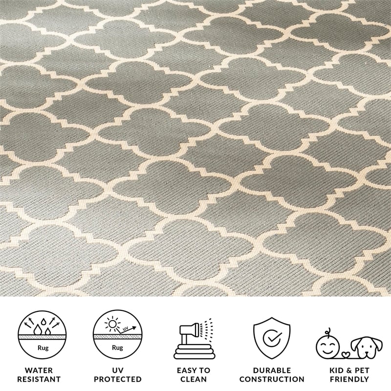 Pemberly Row Polypropylene Anthracite Indoor Outdoor Rug - Runner 2'3