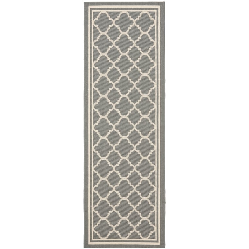 Pemberly Row Polypropylene Anthracite Indoor Outdoor Rug - Runner 2'4