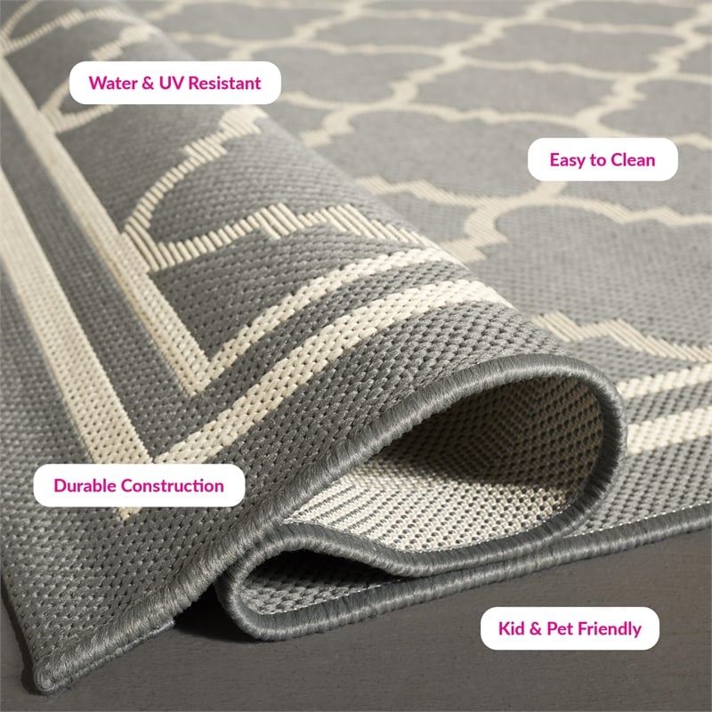 Pemberly Row Polypropylene Anthracite Indoor Outdoor Rug - Runner 2'4